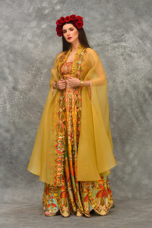 Doli Print Sharara Cape Set