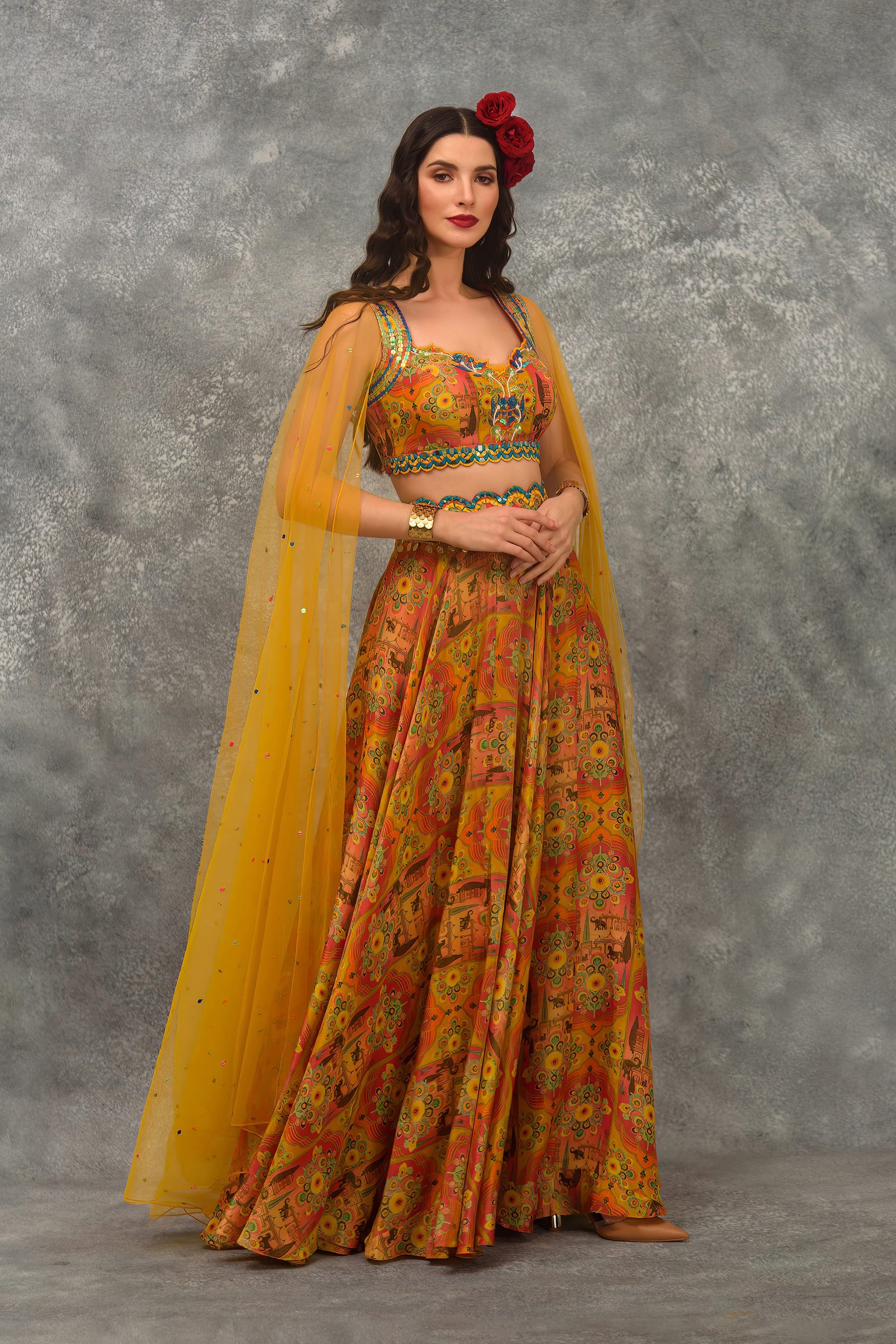 Rajasthan Fort Print Skirt With Blouse