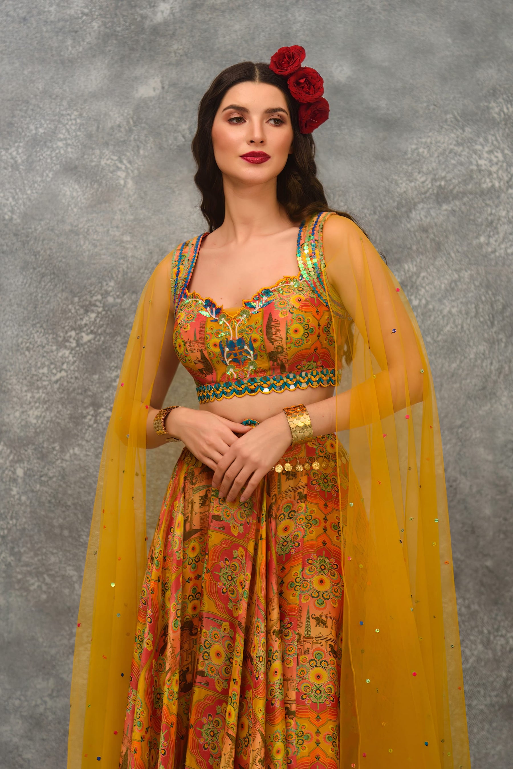 Rajasthan Fort Print Skirt With Blouse