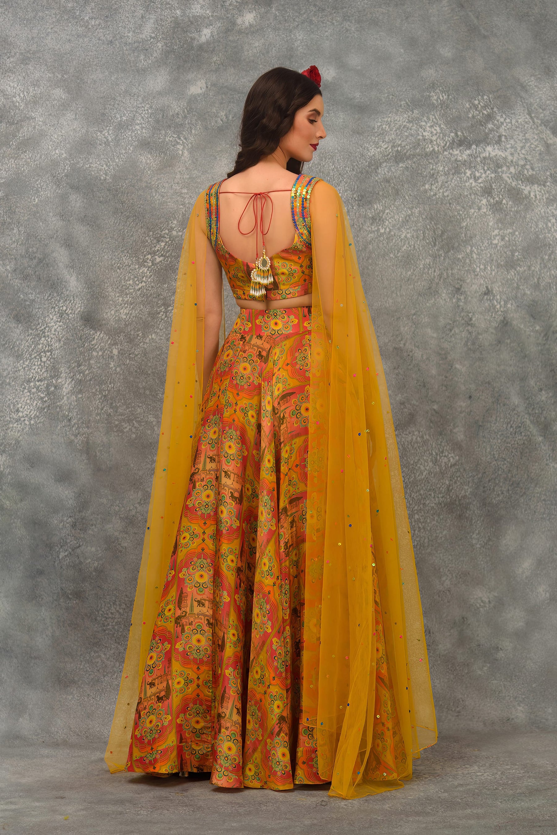 Rajasthan Fort Print Skirt With Blouse