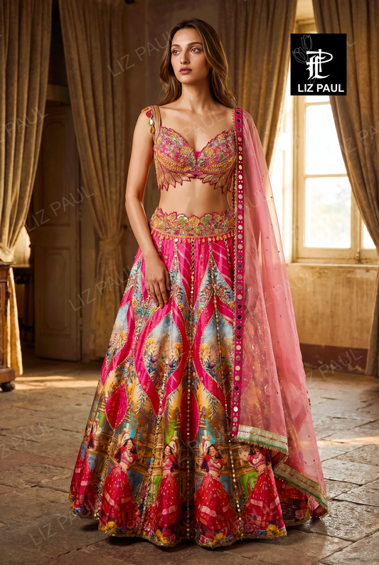 Dancing Girl Fuchsia Mosaic Lehenga