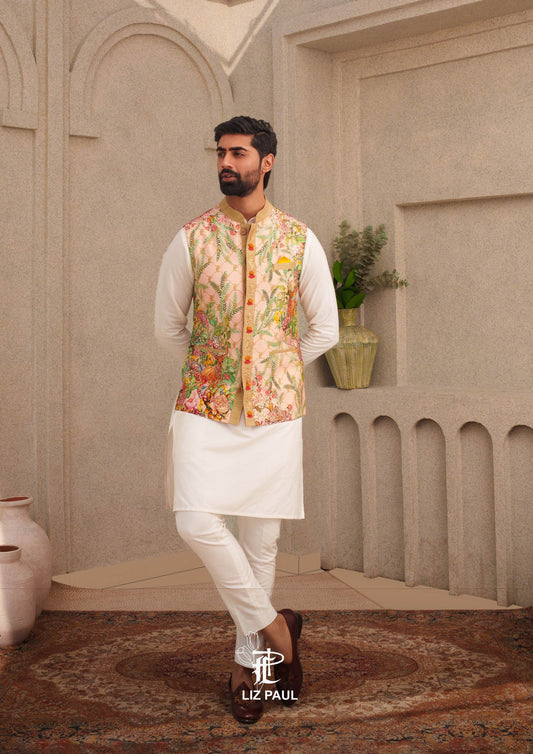 Stain Glass Deer Print Nehru Jacket
