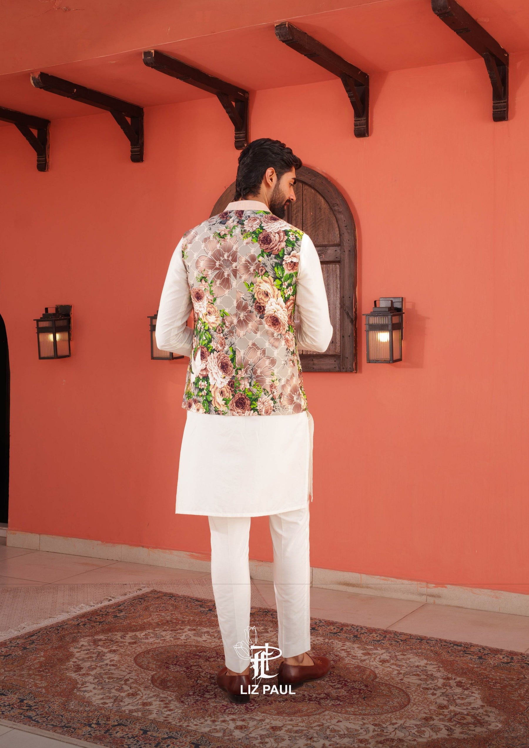 Dove Print Nehru Jacket