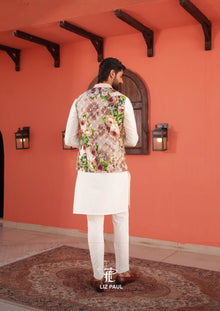 Dove Print Nehru Jacket