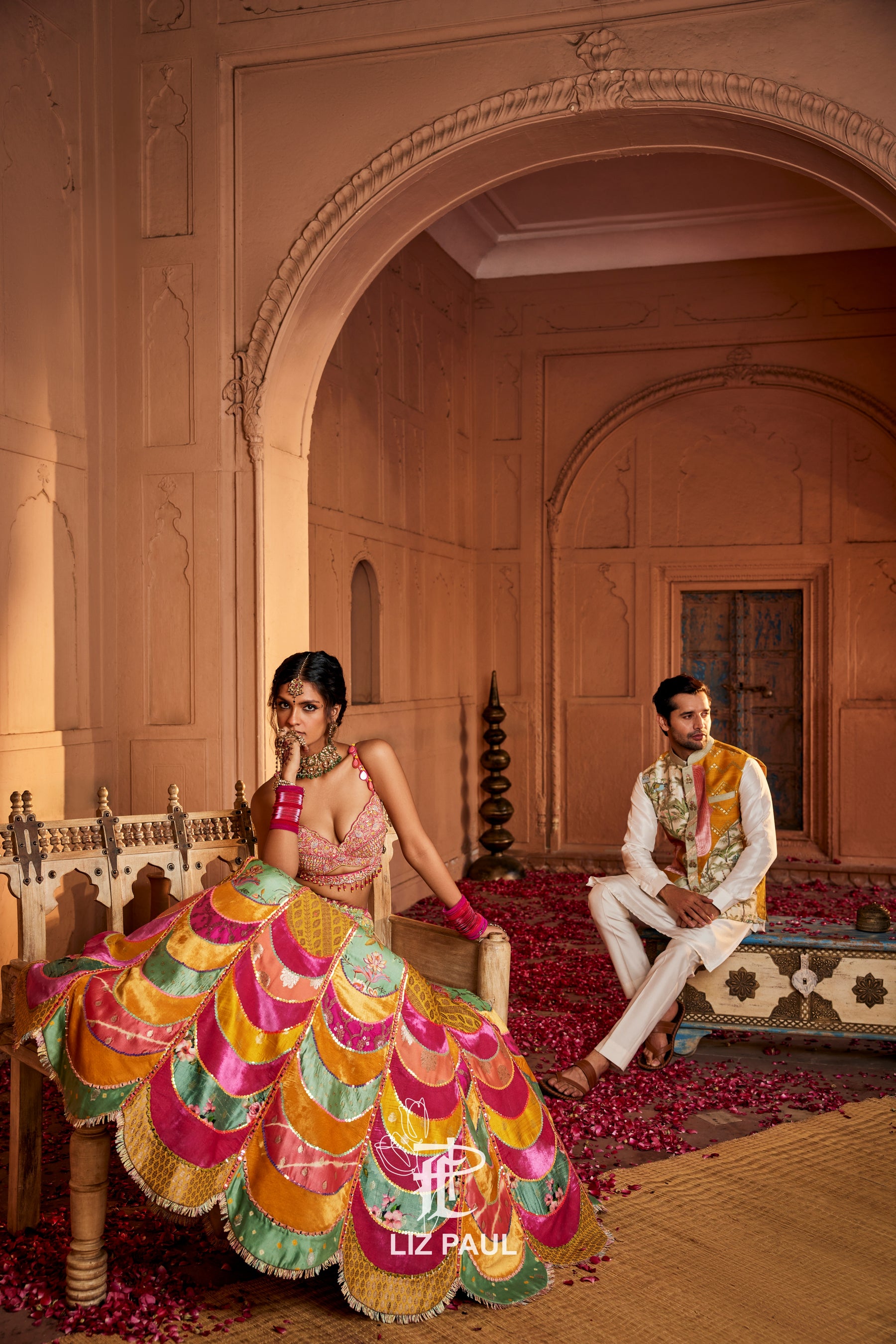 Scallop Multicolour Banarsi Patchwork Lehenga