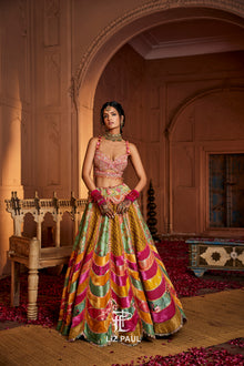 Scallop Multicolour Banarsi Patchwork Lehenga