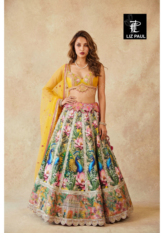 Peacock Lotus Lehenga