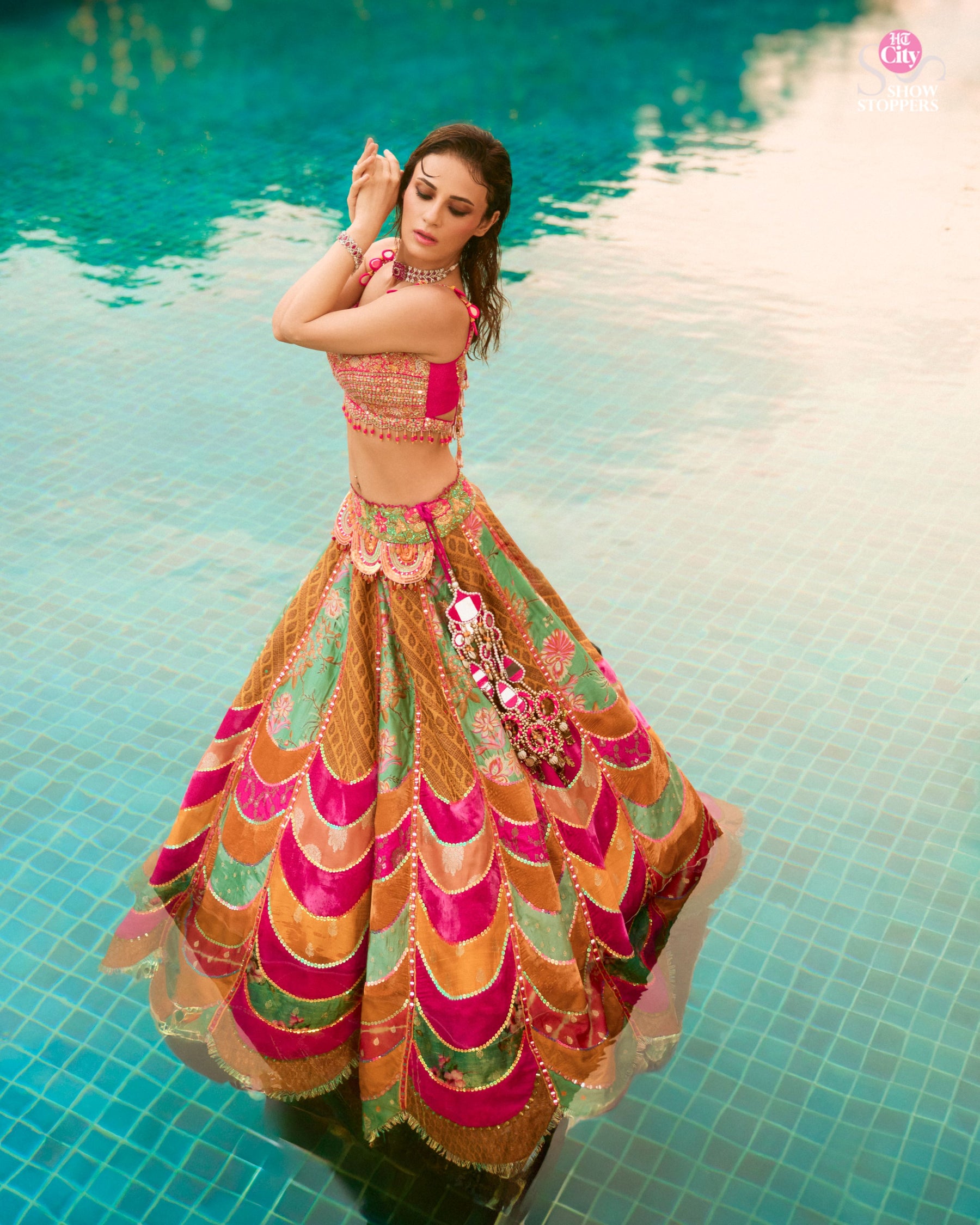 Scallop Multicolour Banarsi Patchwork Lehenga