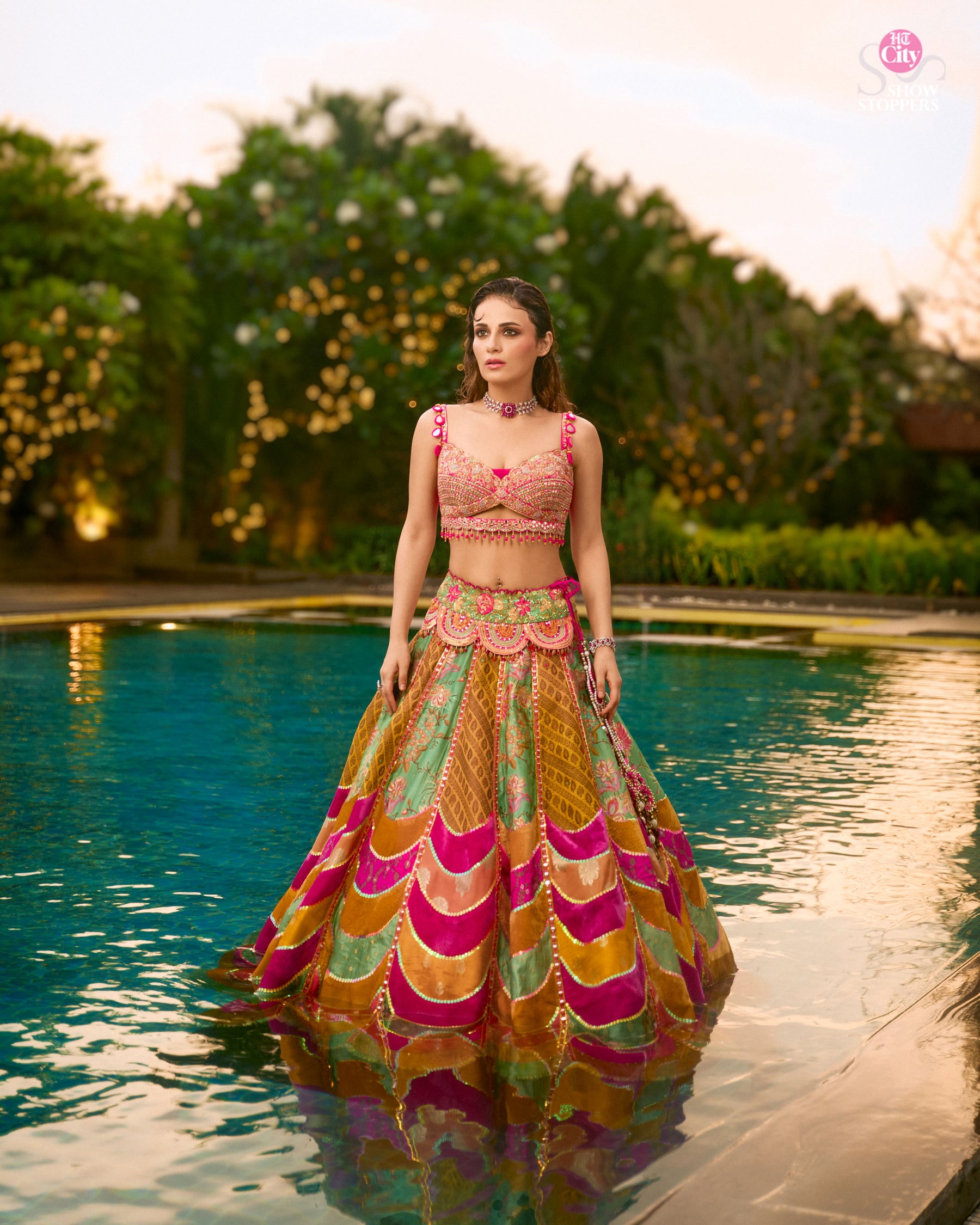 Scallop Multicolour Banarsi Patchwork Lehenga