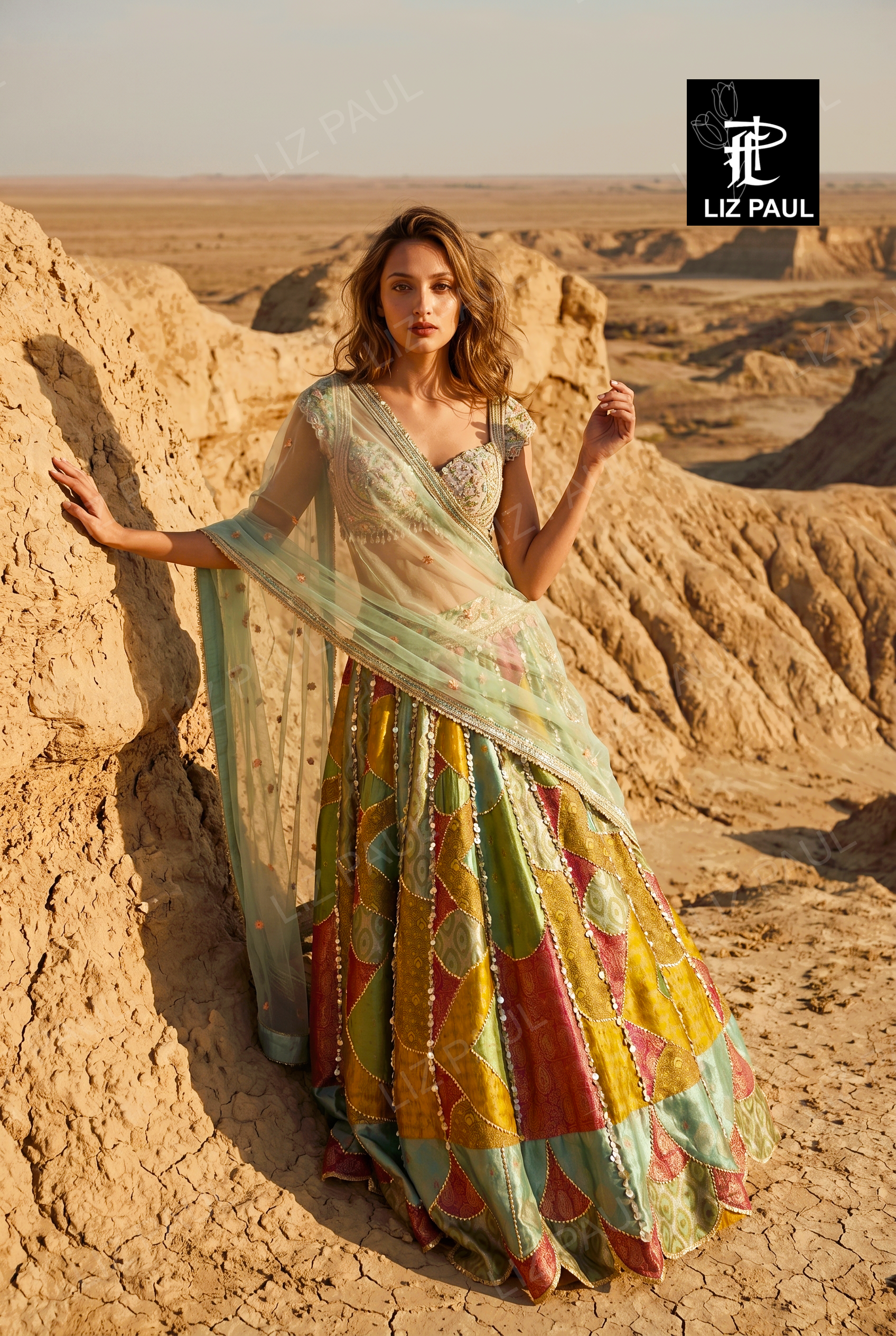 Kaleidoscope Multicolour Banarsi Patchwork Lehenga
