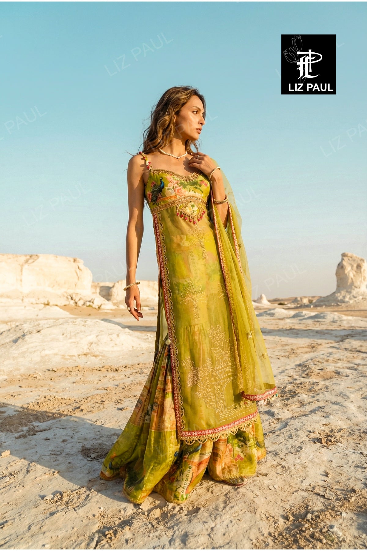 Olive Gulposh Gharara Set