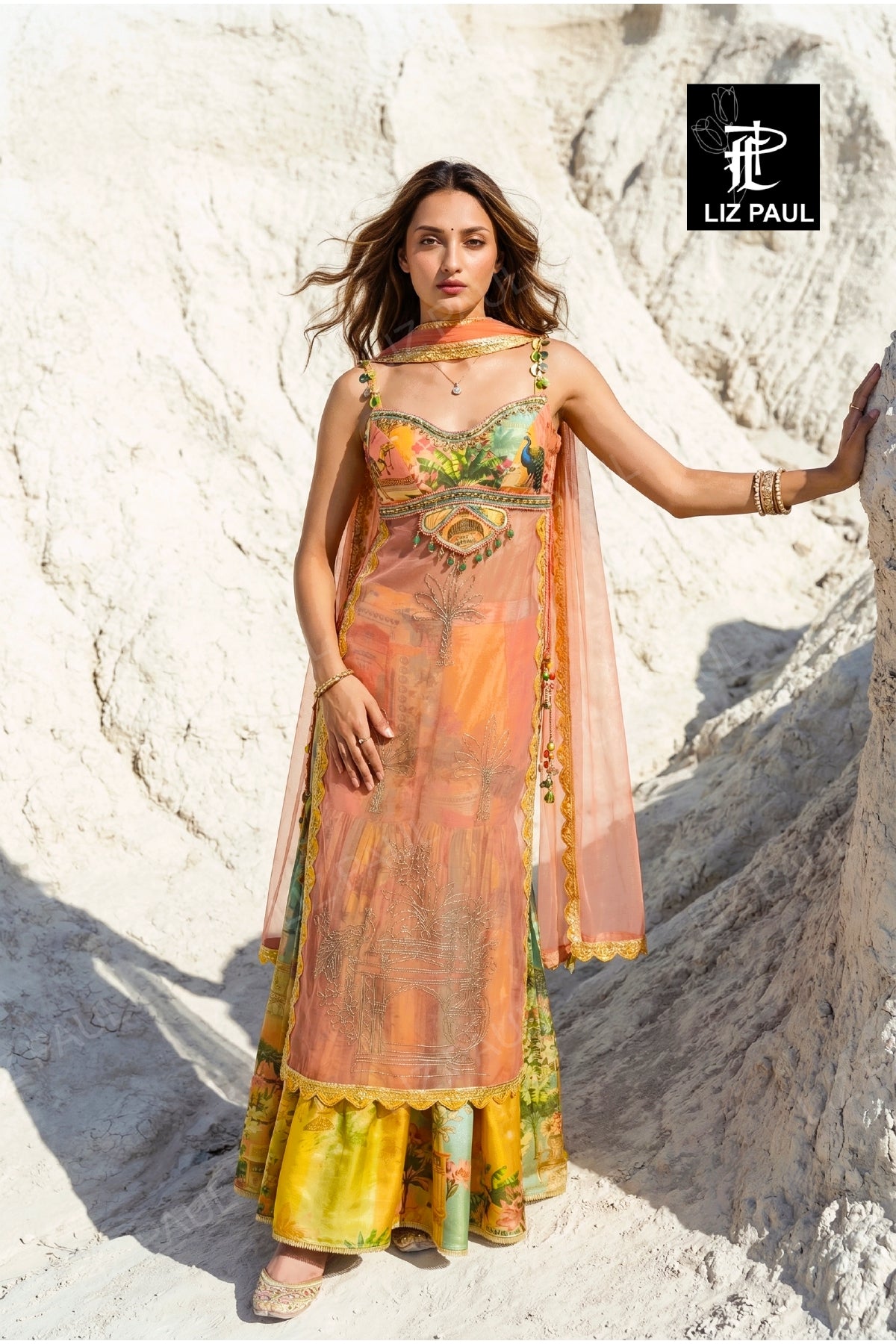 Peach Gulposh Gharara Set