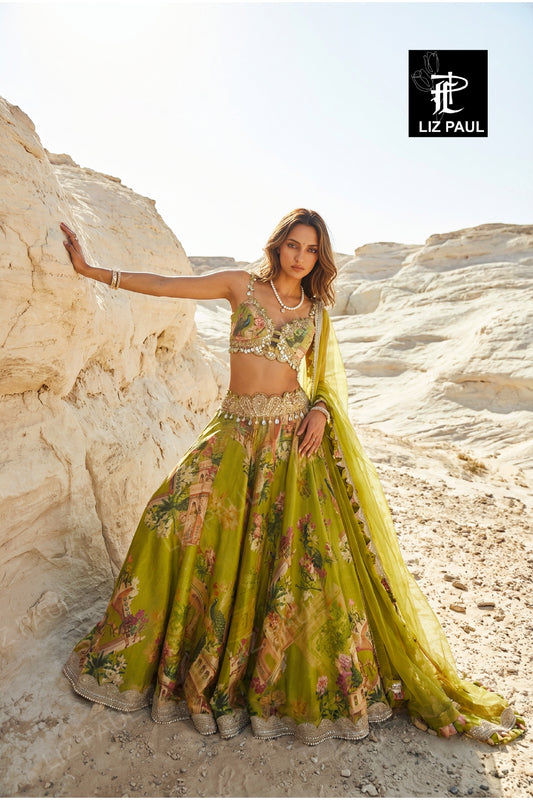 Olive Gulposh Skirt Set