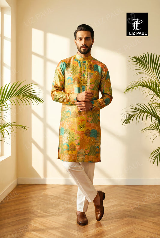 Multicolour Jharokha Print Kurta Set