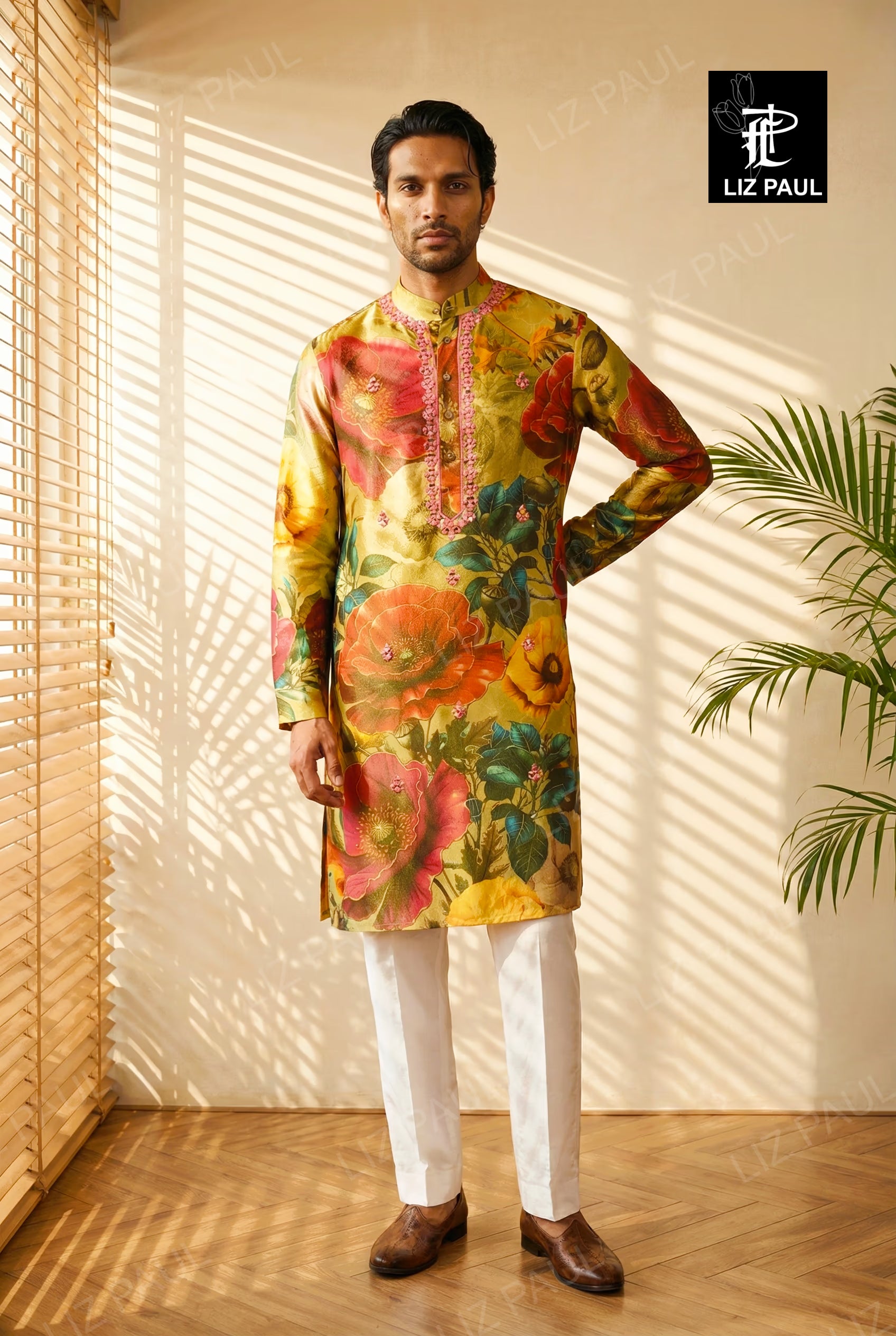 Big Vintage Peony Print Kurta Set
