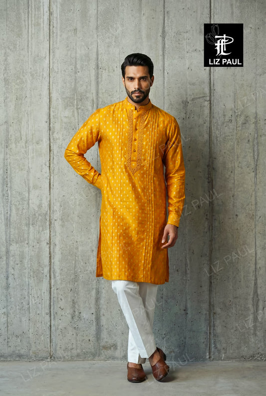 Yellow Banarsi Kurta Set