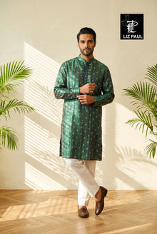 Teal Green Tie-Dye Banarsi Kurta Set