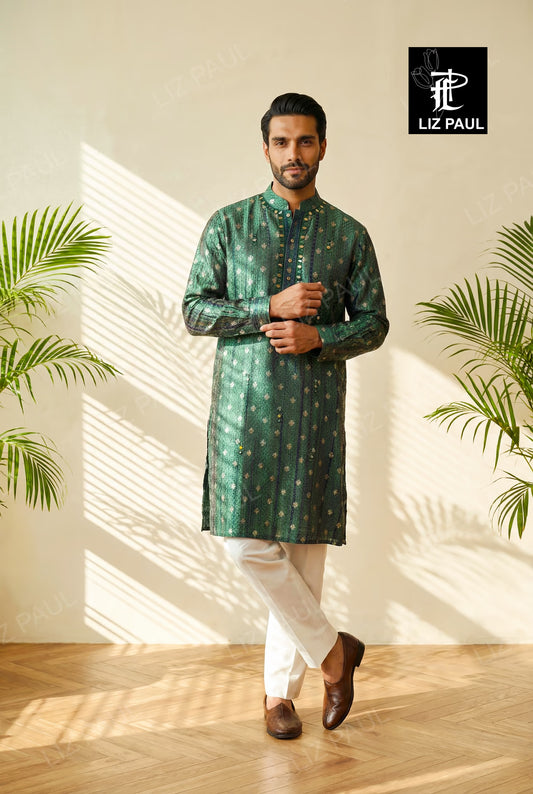 Teal Green Tie-Dye Banarsi Kurta Set