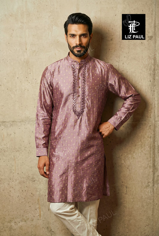 Mauve Banarsi Kurta Set